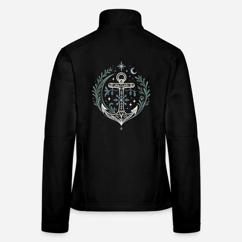 Ancre de Noël maritime avec lune et étoiles Veste en tissu softshell Femme