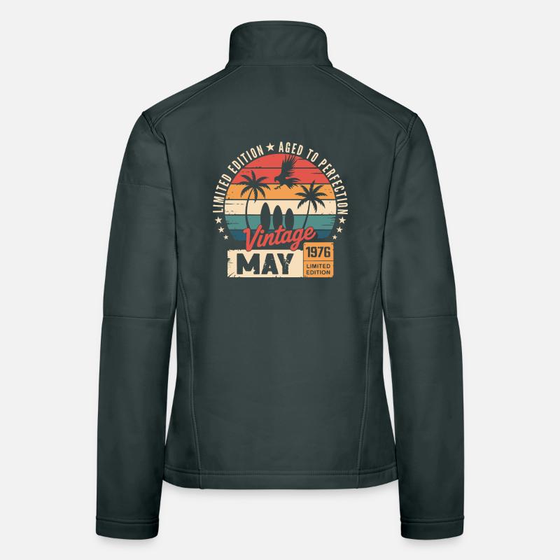 Anniversaire spécial avec ce design Mai 1976 Veste en tissu softshell Femme