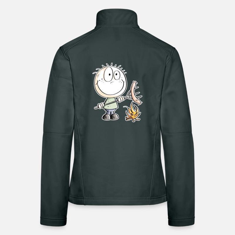 Lustiges Wurst Grillen Strichmännchen Frauen Softshelljacke