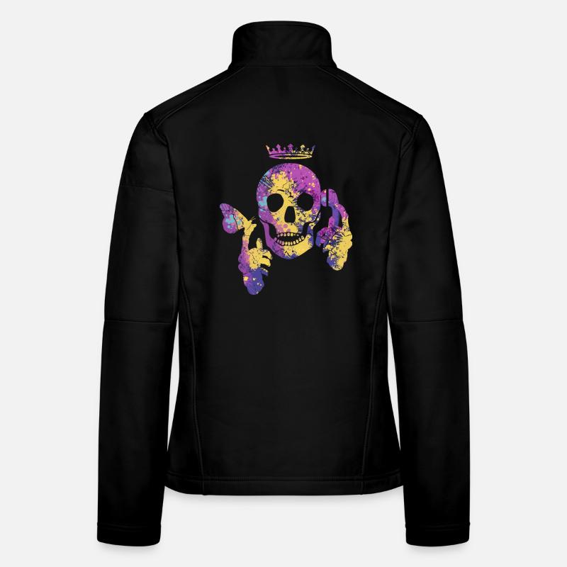 Totenkopf mit Schmetterling - Frauen Softshelljacke - Schwarz
