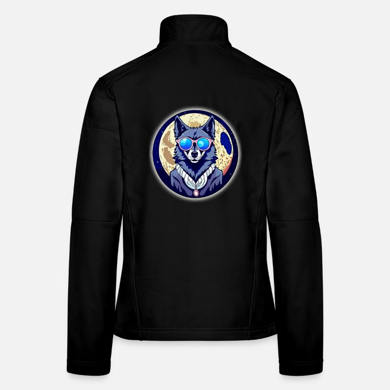 Wolf on the moon - Women's Softshell Jacket - black