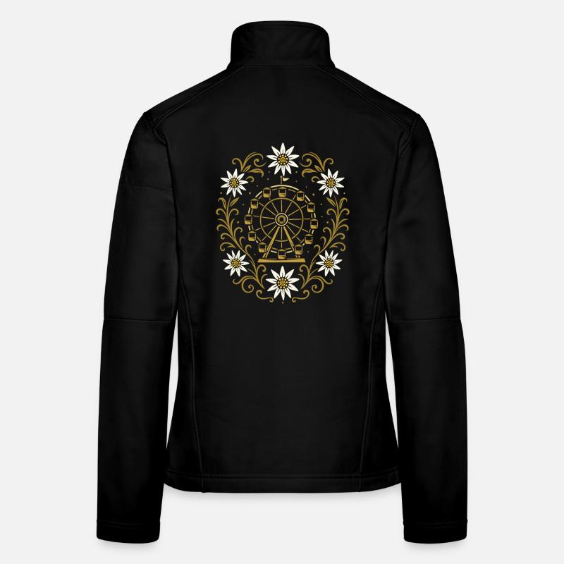 Riesenrad & Edelweiß - nostalgisches Festdesign - Frauen Softshelljacke - Schwarz