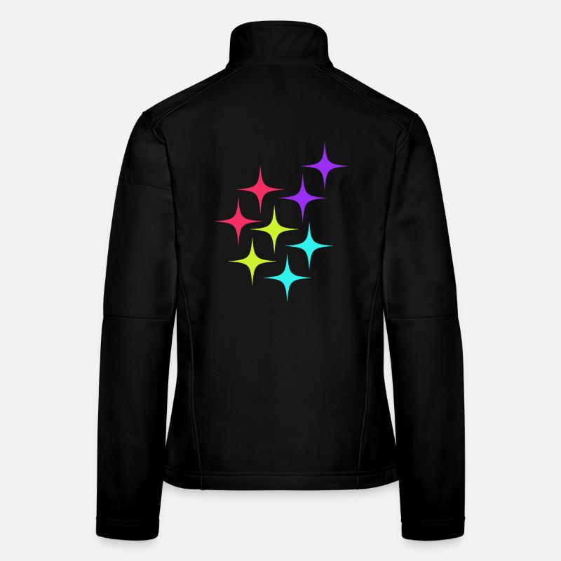 Colorful star sparkle pattern - Women's Softshell Jacket - black