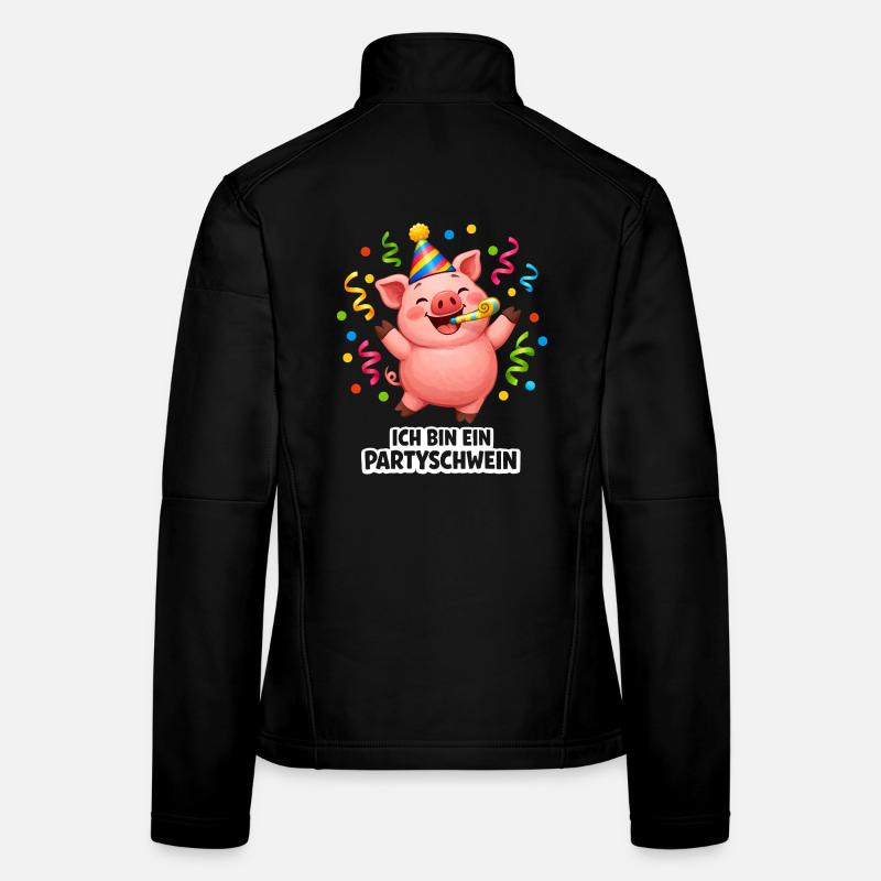 Fête de cochons Carnaval Confettis du réveillon du Nouvel An Veste en tissu softshell Femme