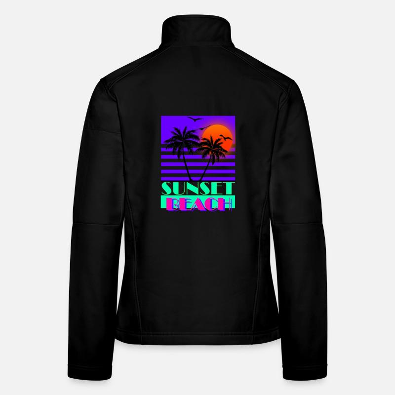 Sunset Beach 80s Purple Women's Softshell Jacket