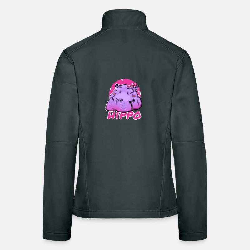 Cute Hippo with Pink Bow Women's Softshell Jacket