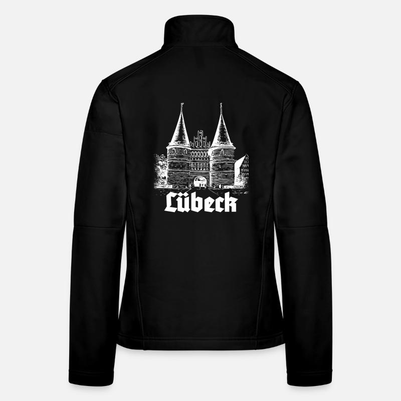 Lübeck - Holstentor - Frauen Softshelljacke - Schwarz