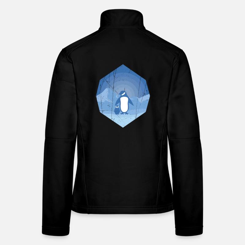 Pinguin Mutter mit Pinguin Baby - Frauen Softshelljacke - Schwarz