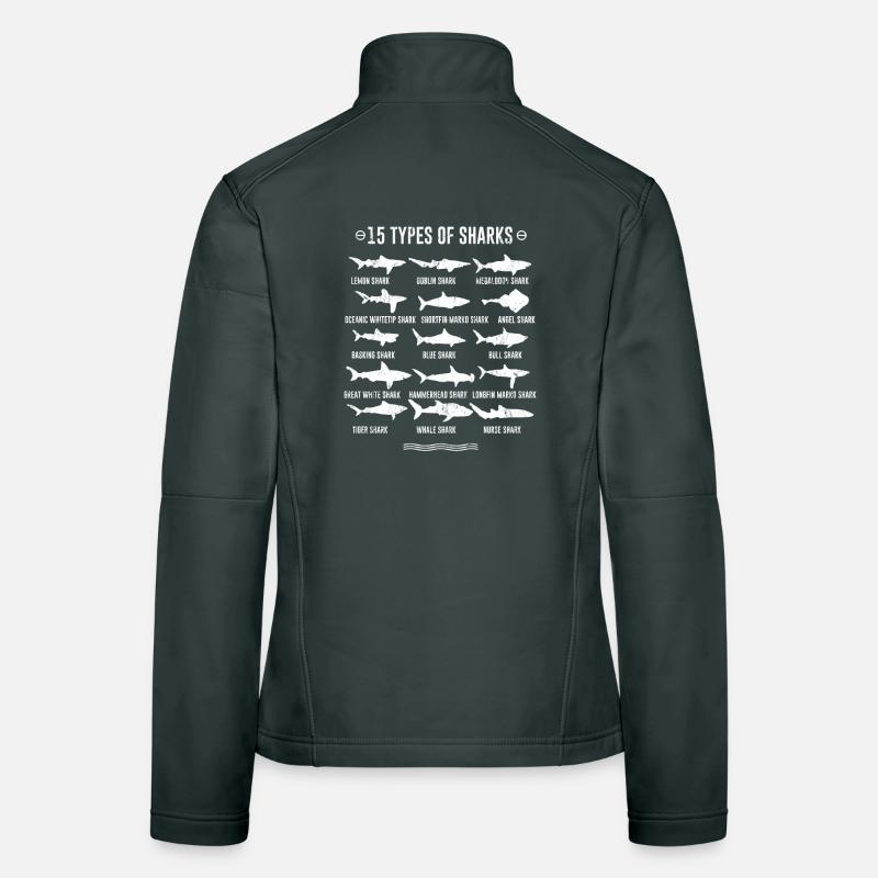 Requins - 15 types de requins Veste en tissu softshell Femme