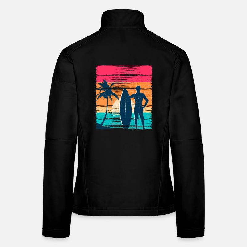 Surfer Sunset Retro - Women's Softshell Jacket - black