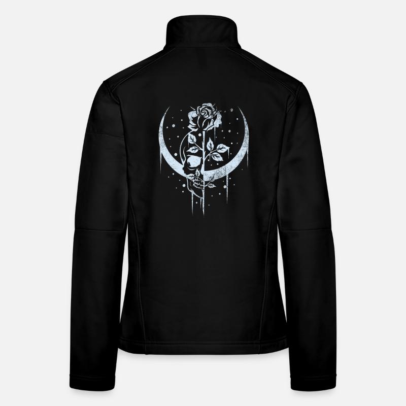 Occult Moon Rose Witchcraft Wicca Skull Gothic Women's Softshell Jacket