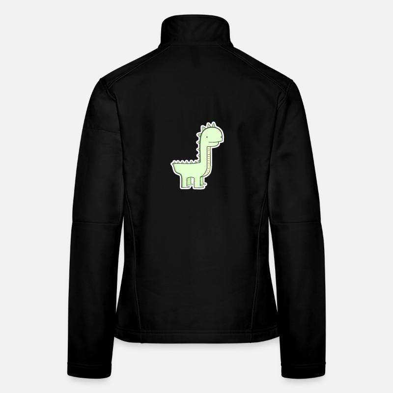 Dessin animé de dinosaures vert pastel Veste en tissu softshell Femme