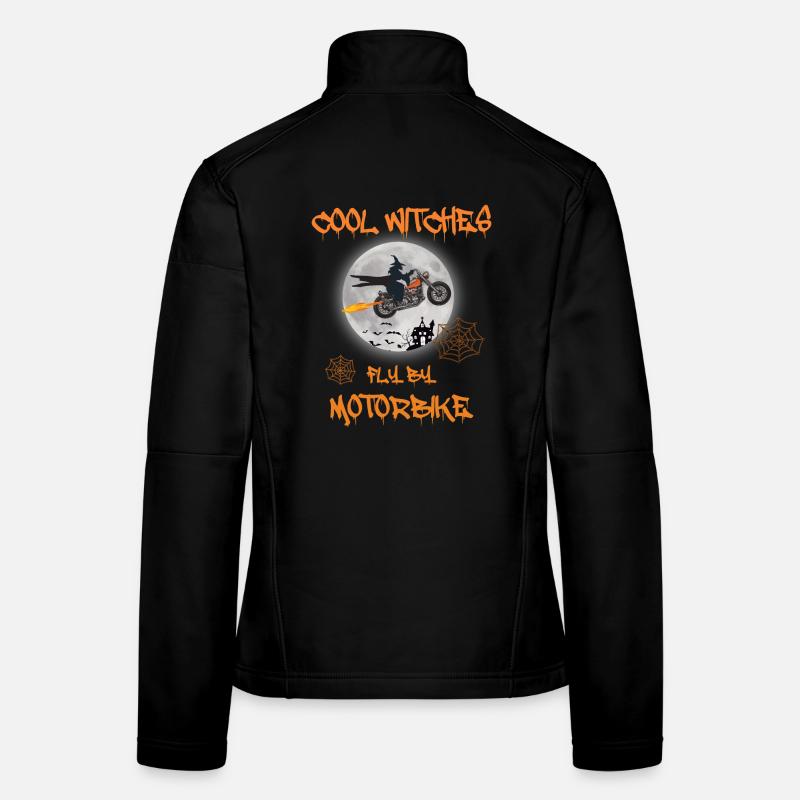 Cool witches fly by Motorbike - Bike Chopper - Women's Softshell Jacket - black