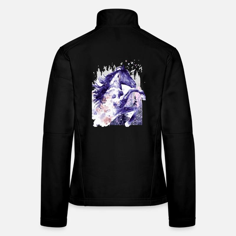 Reiten - Reiter - Reitschule - Pferd - Aquarell - Frauen Softshelljacke - Schwarz