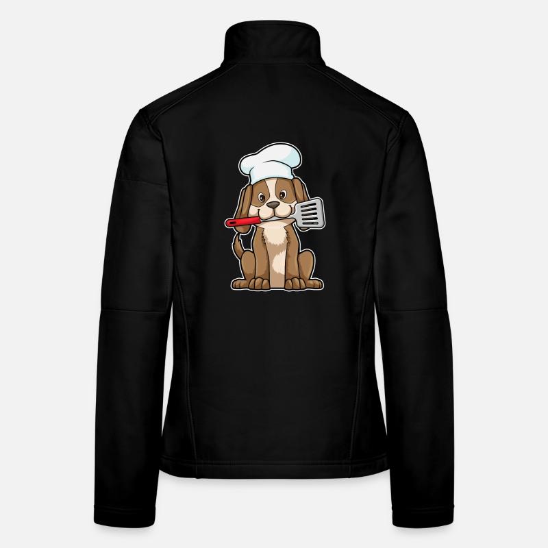 Chien comme cuisinier avec une toque et une spatule Veste en tissu softshell Femme