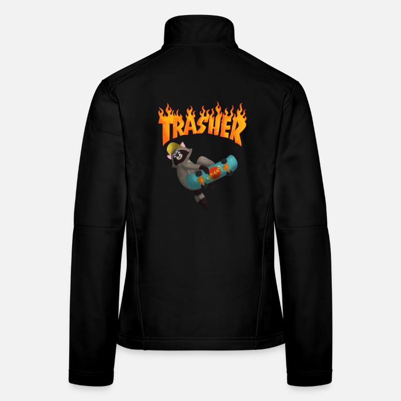 raccoon skateboard - Women's Softshell Jacket - black