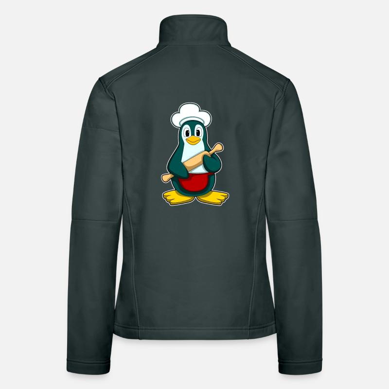 Penguin as a baker with rolling pin Women's Softshell Jacket