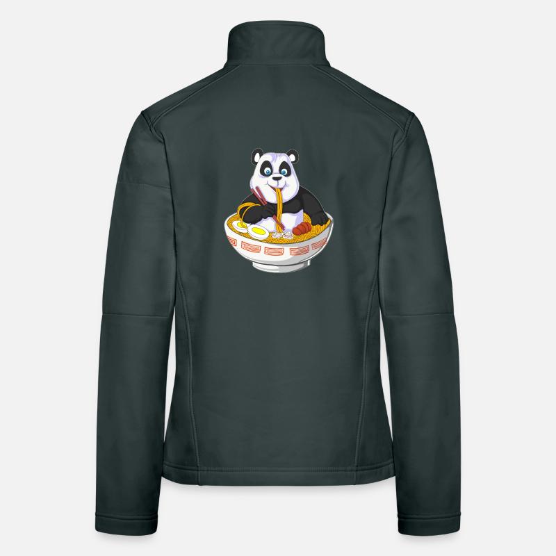 panda anime manger ramen Veste en tissu softshell Femme