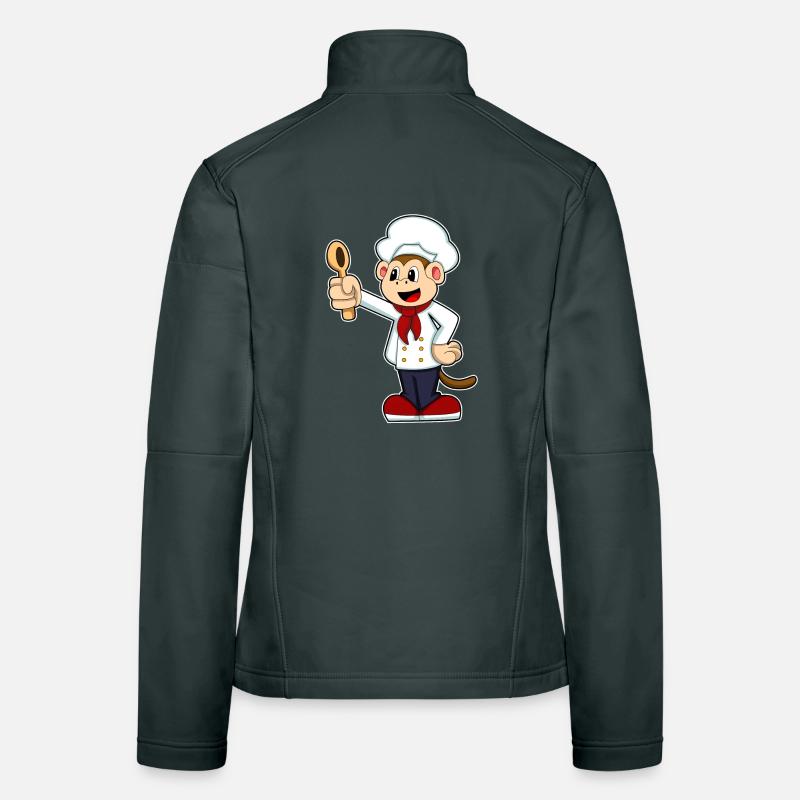 Affe Koch Kochlöffel Kochen Frauen Softshelljacke