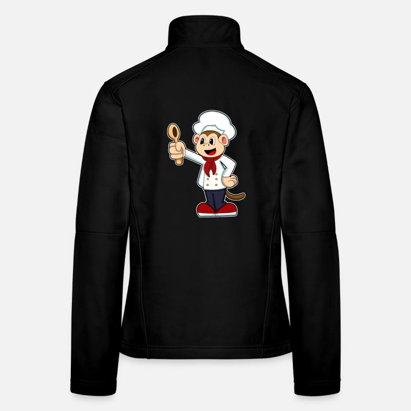 Affe Koch Kochlöffel Kochen Frauen Softshelljacke