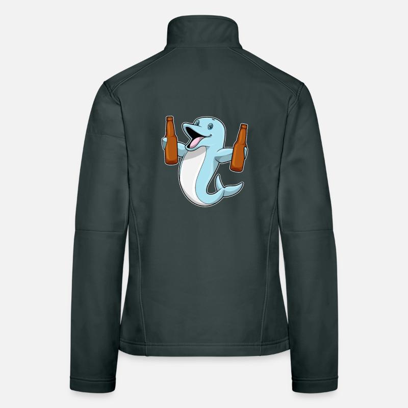 Dauphin avec bouteille de bière Veste en tissu softshell Femme