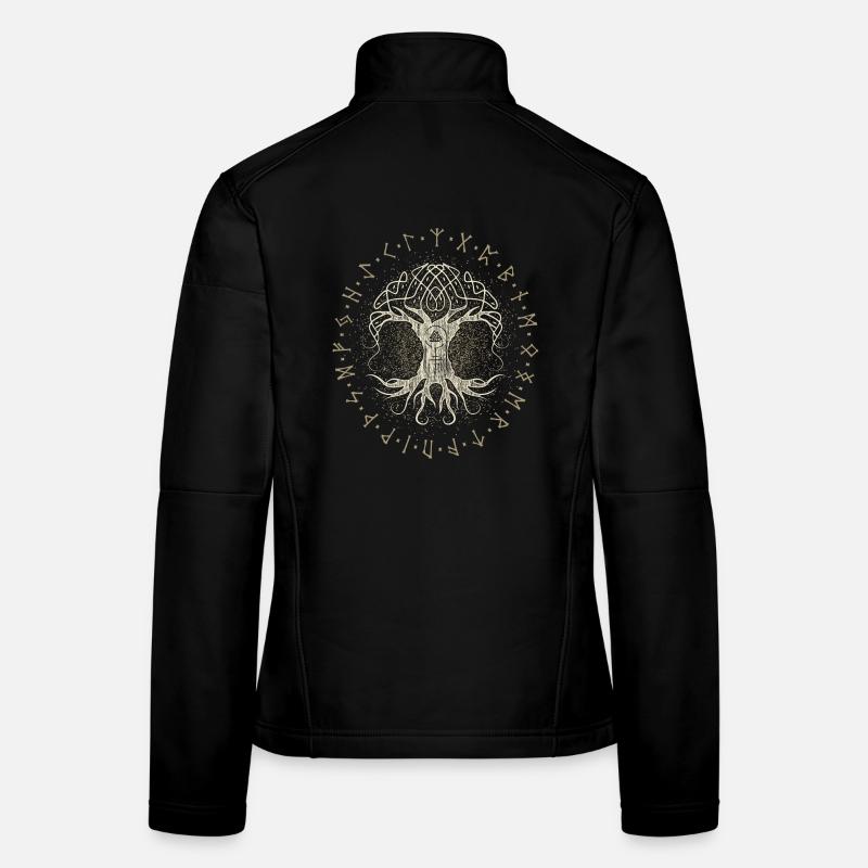 Ygdrassil Arbre du monde Arbre de vie Valknut Veste en tissu softshell Femme