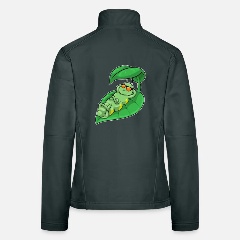 Raupe mit Blatt als Sonnenschirm Frauen Softshelljacke
