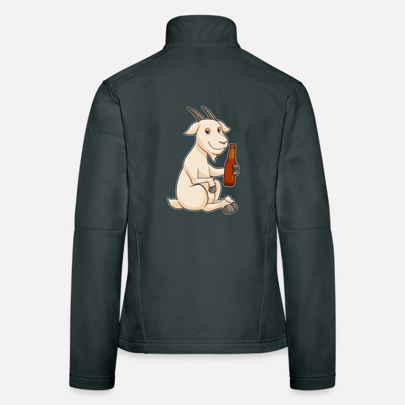 Chèvre avec bouteille de bière Veste en tissu softshell Femme