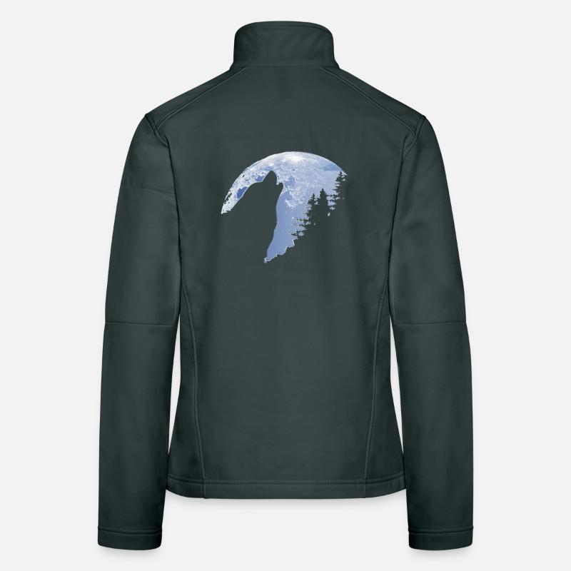 Wolf hurle sur la lune - La silhouette de Wolf Veste en tissu softshell Femme