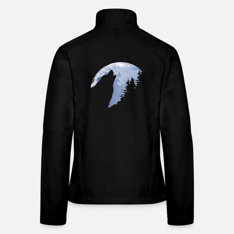Wolf howls moon - Wolf's silhouette Women's Softshell Jacket