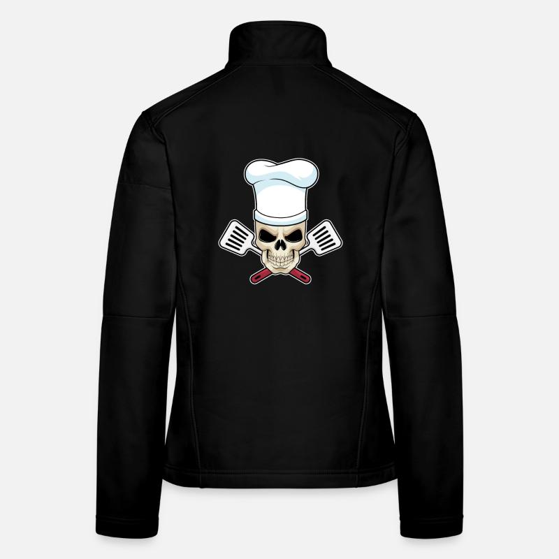 Tête de mort comme cuisinier avec bonnet de cuisinier Veste en tissu softshell Femme