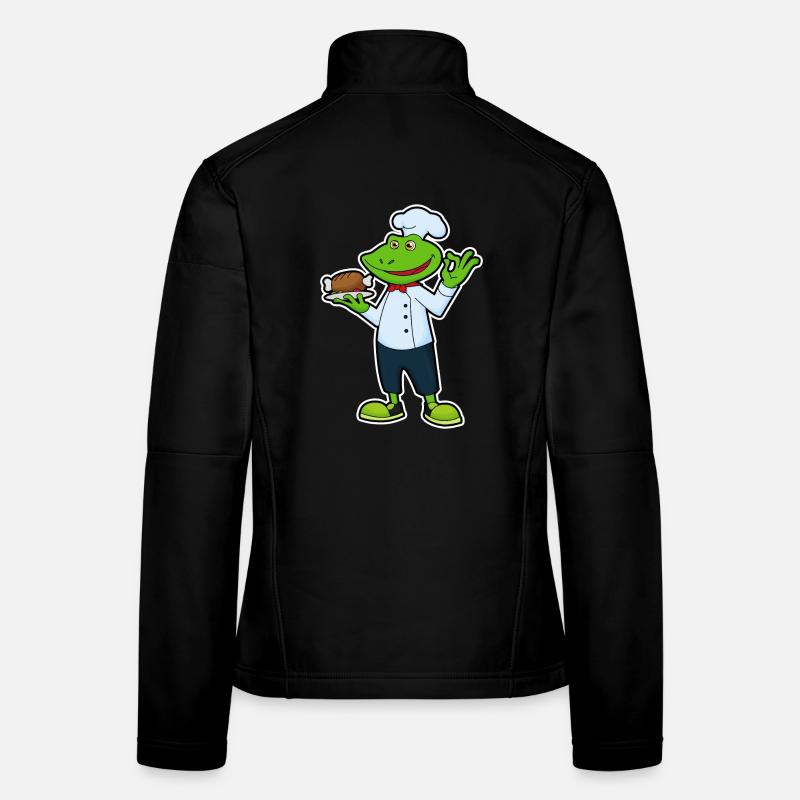 Grenouille comme cuisinier avec assiette et poulet Veste en tissu softshell Femme