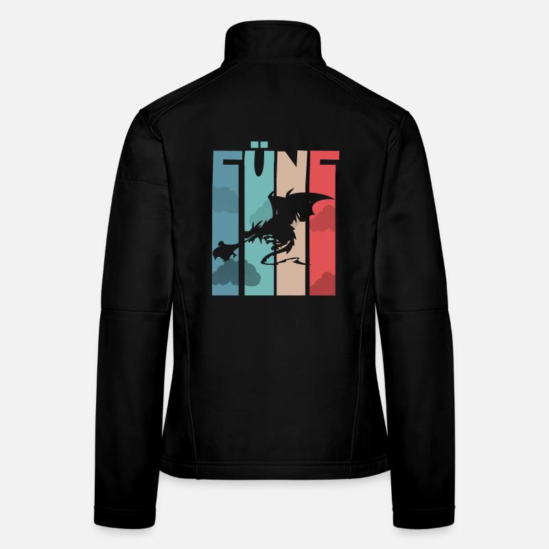 Drache 5. Geburtstag Kinder Drachen - Frauen Softshelljacke - Schwarz