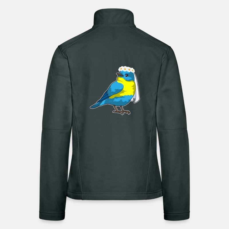 Oiseau en mariée avec couronne de fleurs Veste en tissu softshell Femme