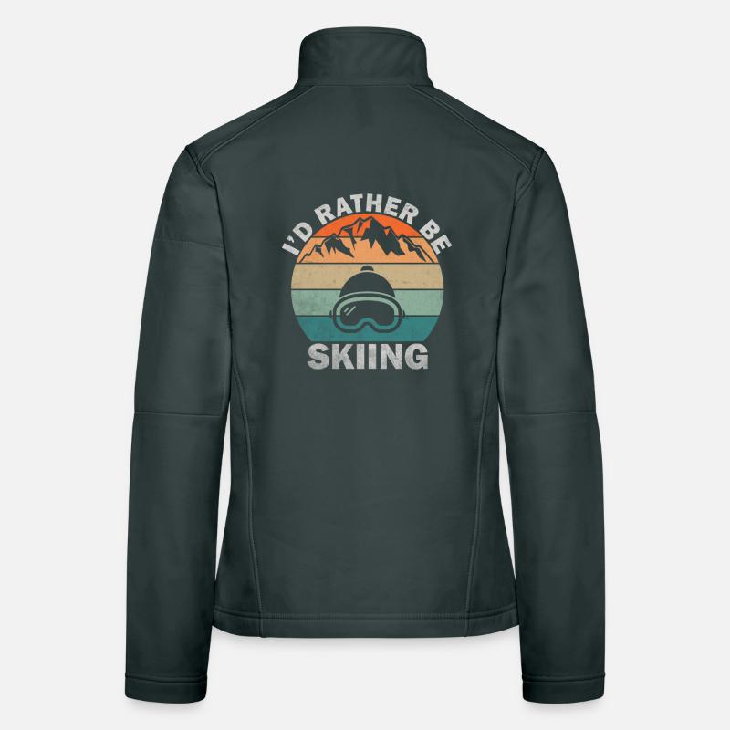 I'd Rather Be Skiing Retro Sunset Women's Softshell Jacket