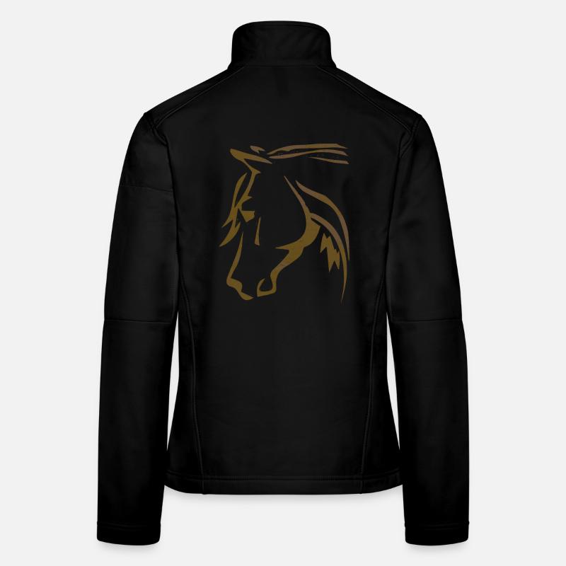 Cheval brun - Tête de cheval - Cavalier - Équitation Veste en tissu softshell Femme
