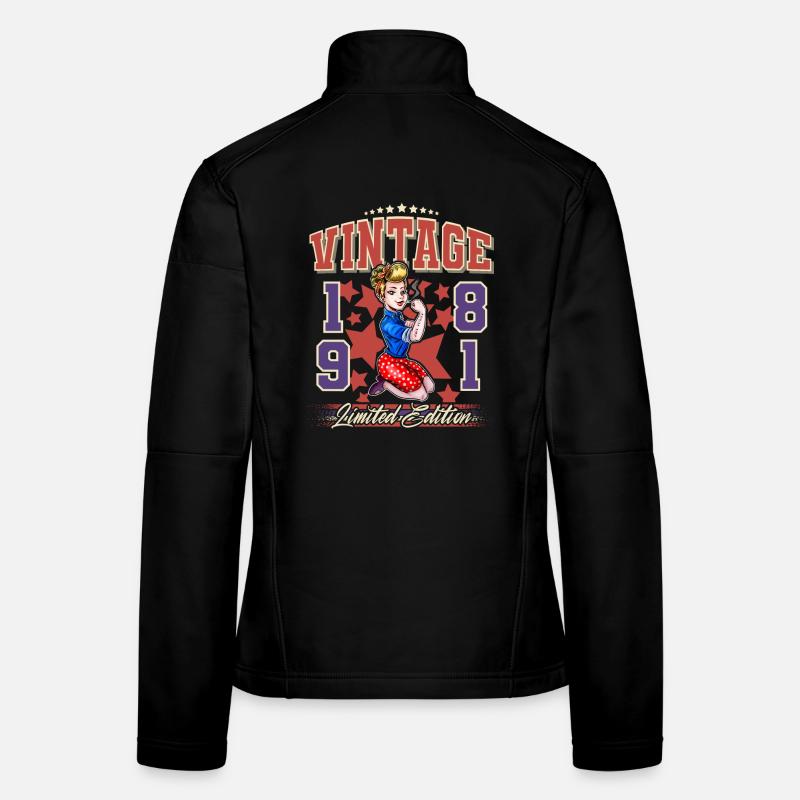 1981 Geburtsjahr Geburtstag Vintage Rockabilly Frauen Softshelljacke