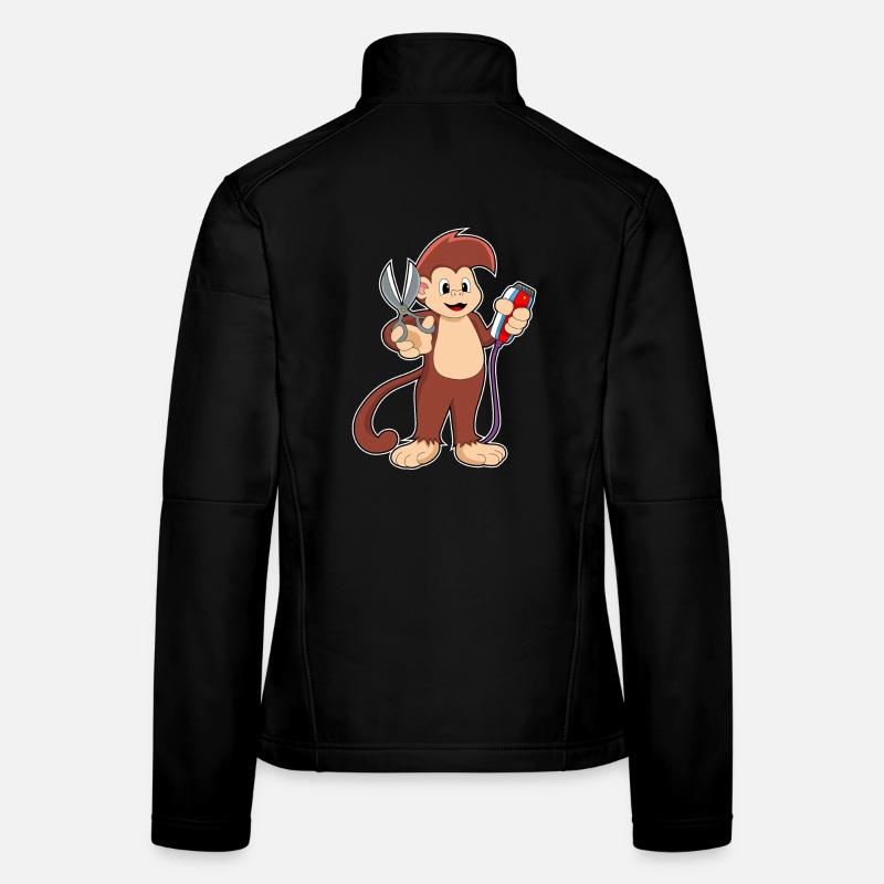 Affe Friseur Schere Frauen Softshelljacke