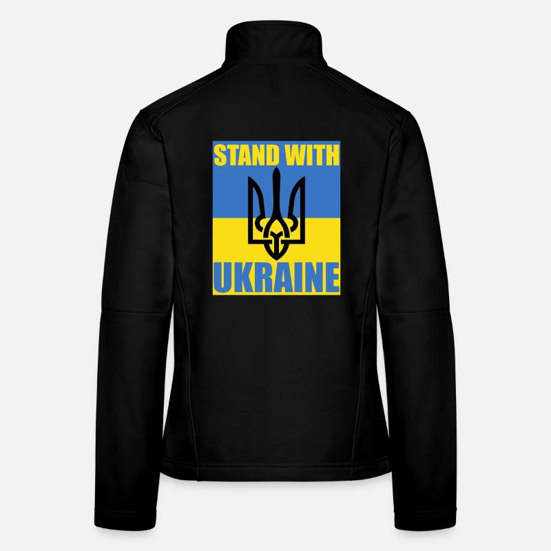 Stand With Ukraine Flag Trident Support Jersey Women's Softshell Jacket