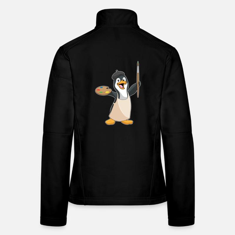 Penguin Painter Brush Painting Women's Softshell Jacket