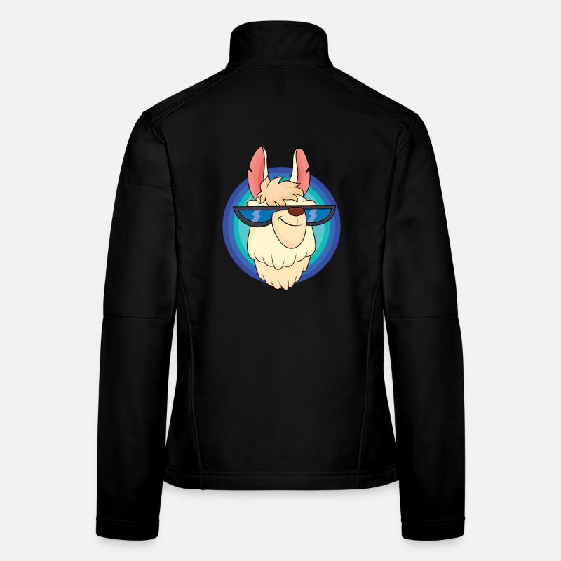 Cooles Lama mit Sonnenbrille - Frauen Softshelljacke - Schwarz
