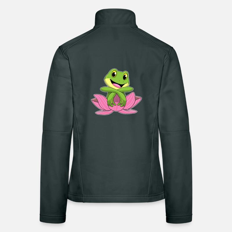 Grenouille à la fleur de lotus Veste en tissu softshell Femme