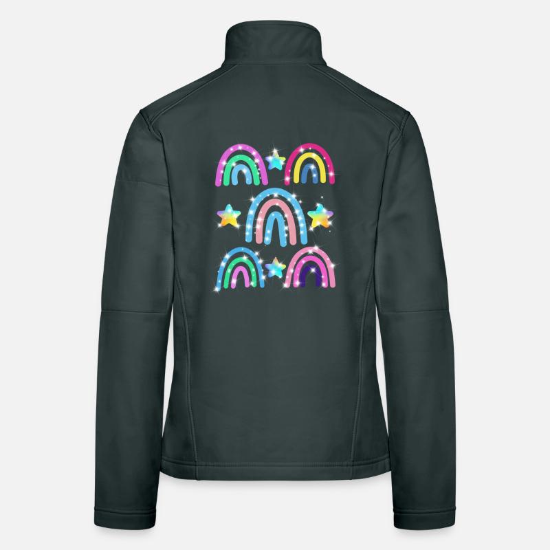 Glitzer Regenbogen Sterne Muster Frauen Softshelljacke