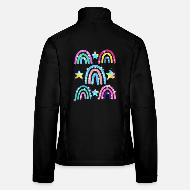 Glitzer Regenbogen Sterne Muster - Frauen Softshelljacke - Schwarz