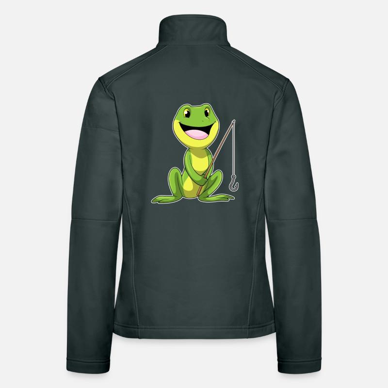 Canne à pêche Pêcheur Pêcheur Grenouille Canne à pêche Veste en tissu softshell Femme