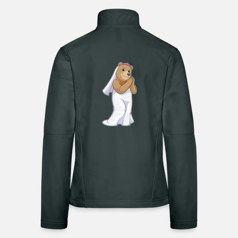 Bear Bridal Veil Wedding Women's Softshell Jacket