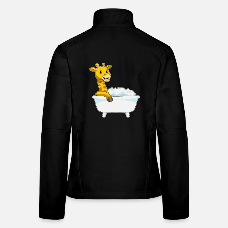 Giraffe with bathtub with foam Women's Softshell Jacket