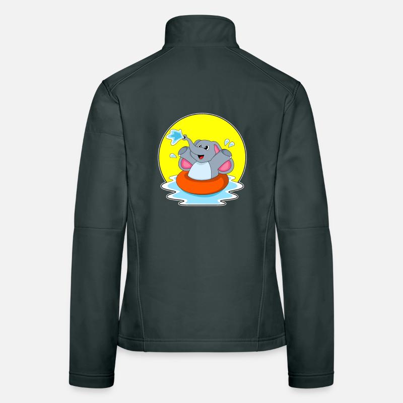 Éléphant nageant avec bouée de sauvetage Veste en tissu softshell Femme