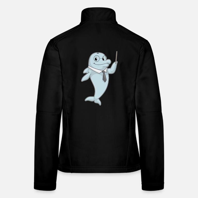 Dolphin Teacher Pointing Stick School Women's Softshell Jacket