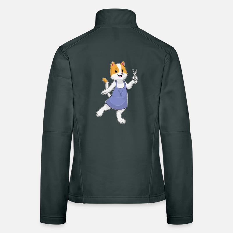 Katze Friseur Schere Frauen Softshelljacke